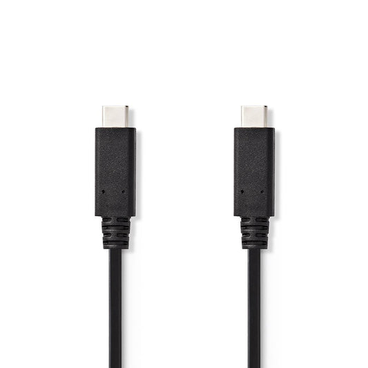 Nedis USB Cable | USB 3.2 Gen 2 | USB-C™ Male | USB-C™ Male | 15 W | 10 Gbps | Nickel Plated | 1.00 m | Round | PVC | Black | Tag