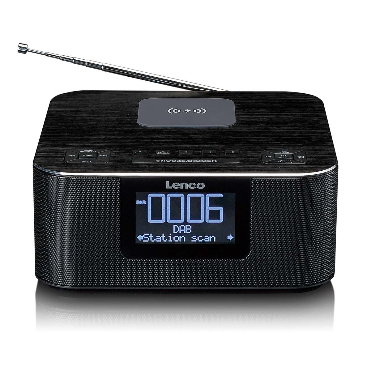 Lenco CR-650BK | DAB+ FM Clock Radio | USB | Qi Wireless Smartphone Charging | Black