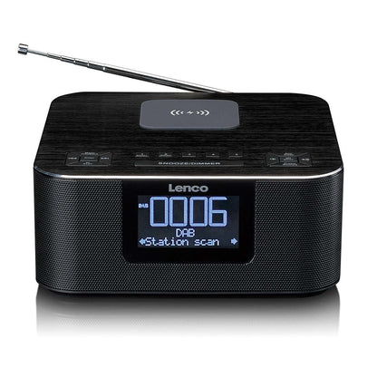 Lenco CR-650BK | DAB+ FM Clock Radio | USB | Qi Wireless Smartphone Charging | Black