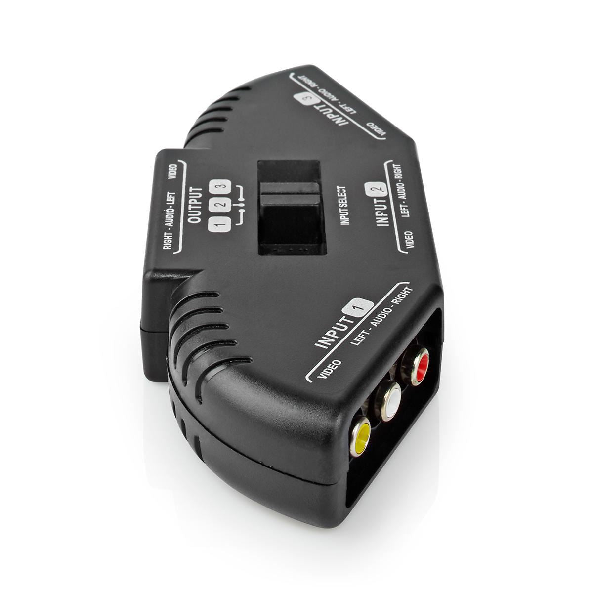 Nedis Composite Video Switch | 3 port(s) | Connection input: 3x Composite Video (RWY) | Connection output: 1x Composite Video (RWY) | 1024x576 | ABS | Black