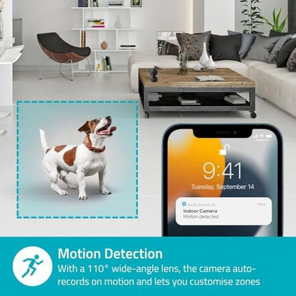 Nedis SmartLife Indoor Camera | Wi-Fi | Full HD 1080p | Pan tilt | Cloud Storage (optional) / microSD (not included) / Onvif | With motion sensor | Night vision | Black