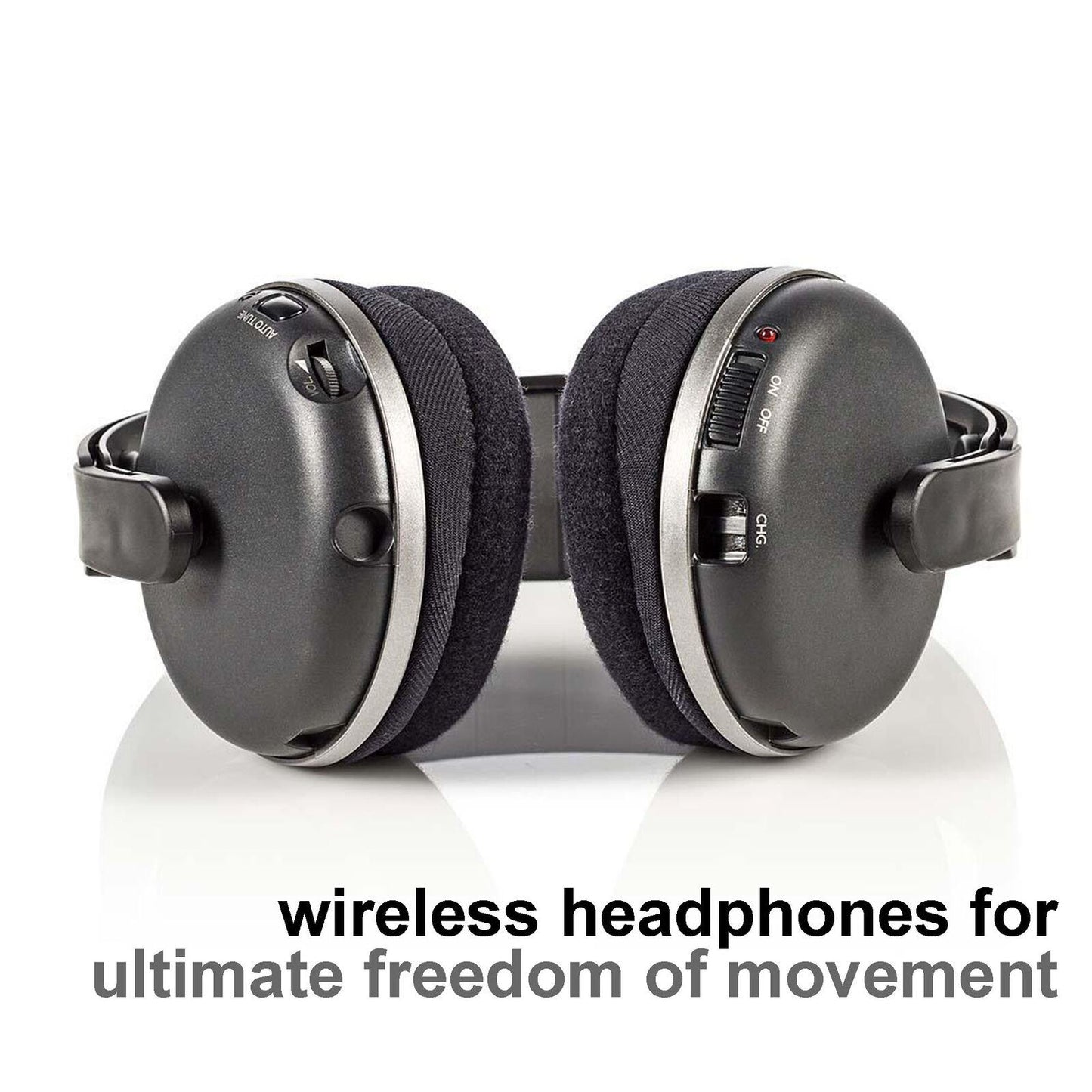 Nedis Wireless TV Headphones | RF | Over-Ear | Maximum battery play time: 11 hrs | 100 m | Digital Audio | Charging dock | Black / Silver