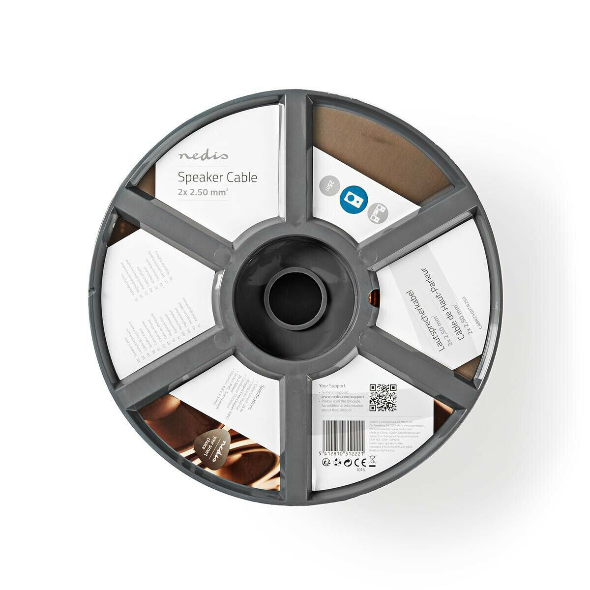 Nedis Speaker Cable | 2 x 2.50 mm² | Copper | 25.0 m | Round | PVC | Transparent | Reel