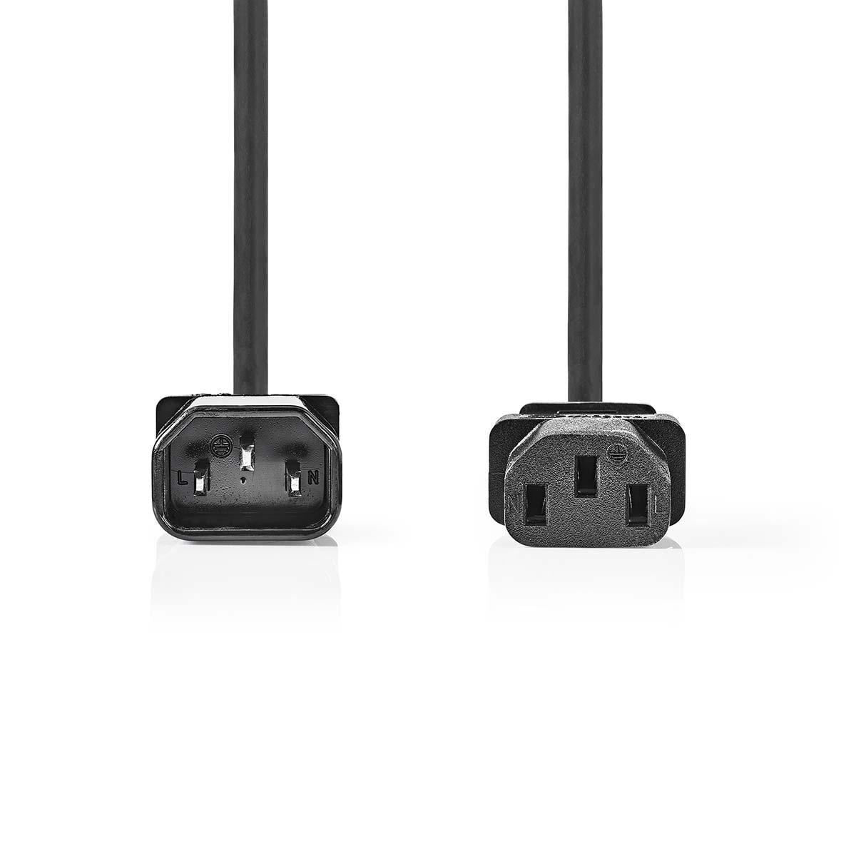 Nedis Power Cable | IEC-320-C14 | IEC-320-C13 | Straight | Straight | Nickel Plated | 2.00 m | Round | PVC | Black | Label