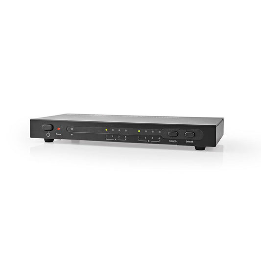 Nedis HDMI™ Matrix Switch | 4 x 2 port(s) | 4x HDMI™ Input | 2x HDMI™ Output | 4K@30Hz | 3.4 Gbps | Remote controlled | Metal | Anthracite
