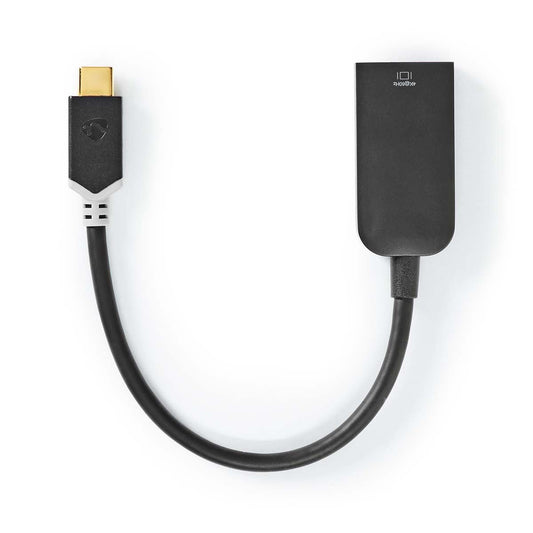 Nedis USB-C™ Adapter | USB 3.2 Gen 1 | USB-C™ Male | HDMI™ Output | 4K@60Hz | 0.20 m | Round | Gold Plated | PVC | Anthracite | Window Box with Euro Lock