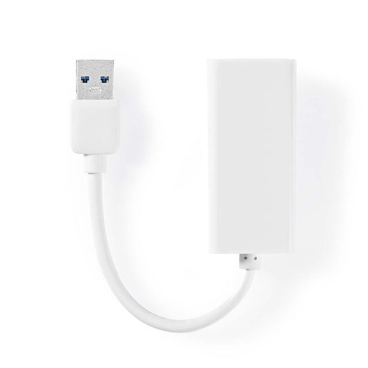 Nedis USB Network Adapter | USB 3.2 Gen 1 | 1 Gbps | USB-A Male | RJ45 Female | 0.20 m | Round | Nickel Plated | Bare Copper | White | Box