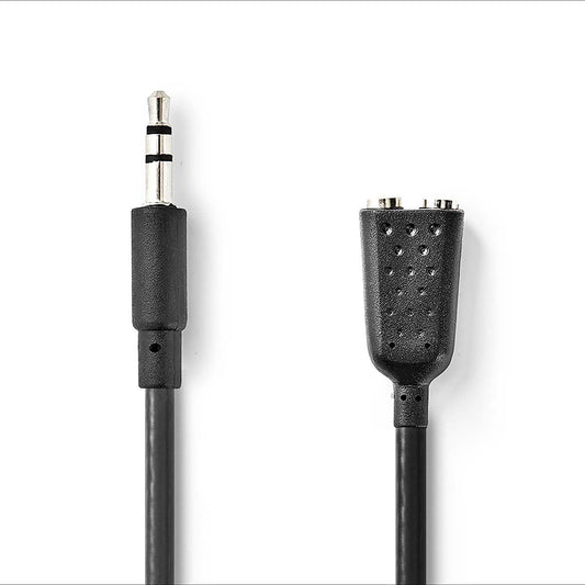 Nedis Stereo Audio Cable | 3.5 mm Male | 2x 3.5 mm Female | Nickel Plated | 0.20 m | Round | Box