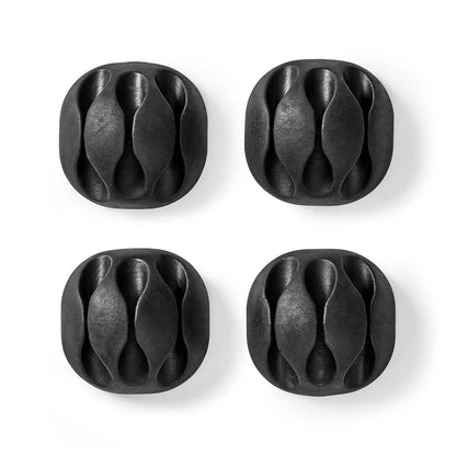 Nedis CMGC20034BK | Cable Management | Cable Clip | Click and Go | 4 pcs | Number of slots: 3 Slots | Maximum cable thickness: 5.3 mm | TPE | Black