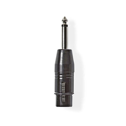 Nedis XLR Adapter | XLR 3-Pin Female | 6.35 mm Male | Nickel Plated | Straight | Metal | Black | 1 pcs | Polybag
