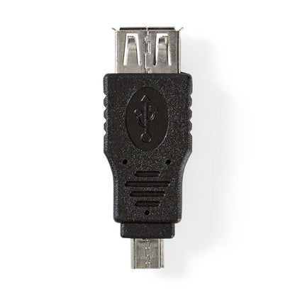 Nedis USB Micro-B Adapter | USB 2.0 | USB Micro-B Male | USB-A Female | 480 Mbps | Nickel Plated | PVC | Black | Blister