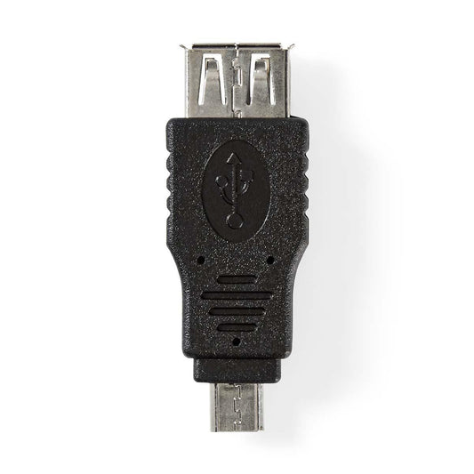 Nedis USB Micro-B Adapter | USB 2.0 | USB Micro-B Male | USB-A Female | 480 Mbps | Nickel Plated | PVC | Black | Blister