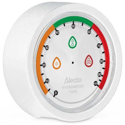 Alecto Analog Hygrometer Humidity Meter Indoor Monitor | Baby Room Greenhouse & more | White