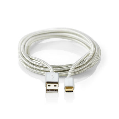 Nedis USB Cable | USB 2.0 | USB-A Male | USB-C™ Male | 15 W | 480 Mbps | Gold Plated | 2.00 m | Round | Braided / Nylon | Aluminium | Cover Window Box