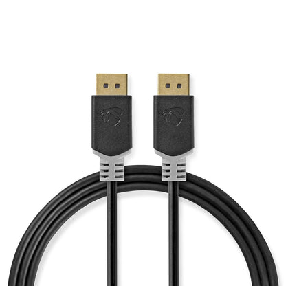 Nedis DisplayPort Cable | DisplayPort Male | DisplayPort Male | 8K@60Hz | Gold Plated | 2.00 m | Round | PVC | Anthracite | Box