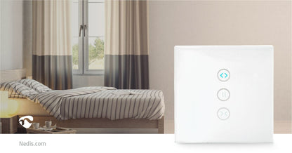 Nedis SmartLife Wall Switch | Wi-Fi | Curtain / Shutter / Sunshade | Wall Mount | 300 W | Android™ / IOS | Glass | White
