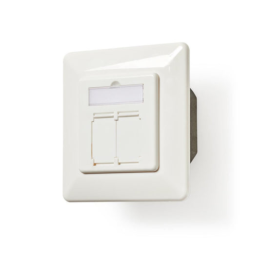 Nedis Network Wall Box | In-Wall | 2 port(s) | CAT6a | Straight | Female | Gold Plated | PVC | White | Envelope