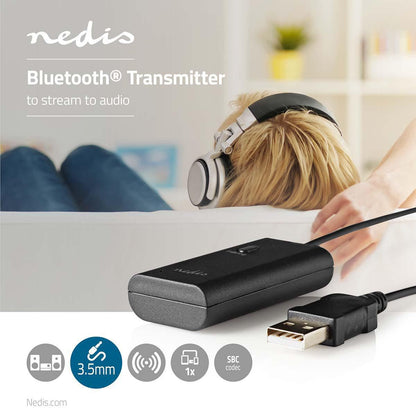 Nedis Bluetooth® Transmitter | Connection input: 1x AUX / 1x USB | SBC | Up to 1 Device | Black