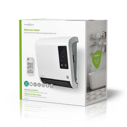 Nedis Bathroom Heater | 2000 W | Adjustable thermostat | 2 Heat Modes | IP22 | Remote control | White