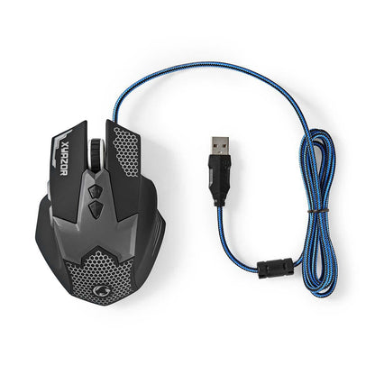 Nedis Gaming Mouse | Wired | 800 / 1200 / 1600 / 2400 dpi | Adjustable DPI | Number of buttons: 7 | Right-Handed | 1.50 m | LED