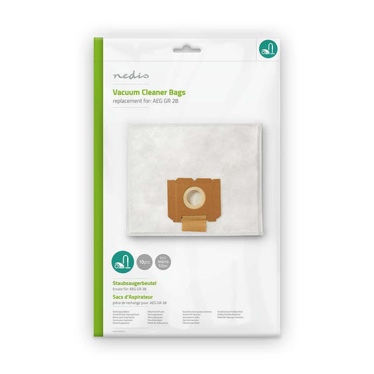 Nedis DUBG120AEG10 | Vacuum Cleaner Bag | 10 pcs | Synthetic | Most sold for: AEG | White