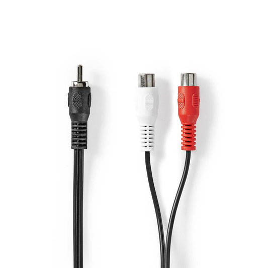 Nedis Subwoofer Cable | RCA Male | 2x RCA Female | Nickel Plated | 0.20 m | Round | 5.0 x 2.5 mm | Black | Box