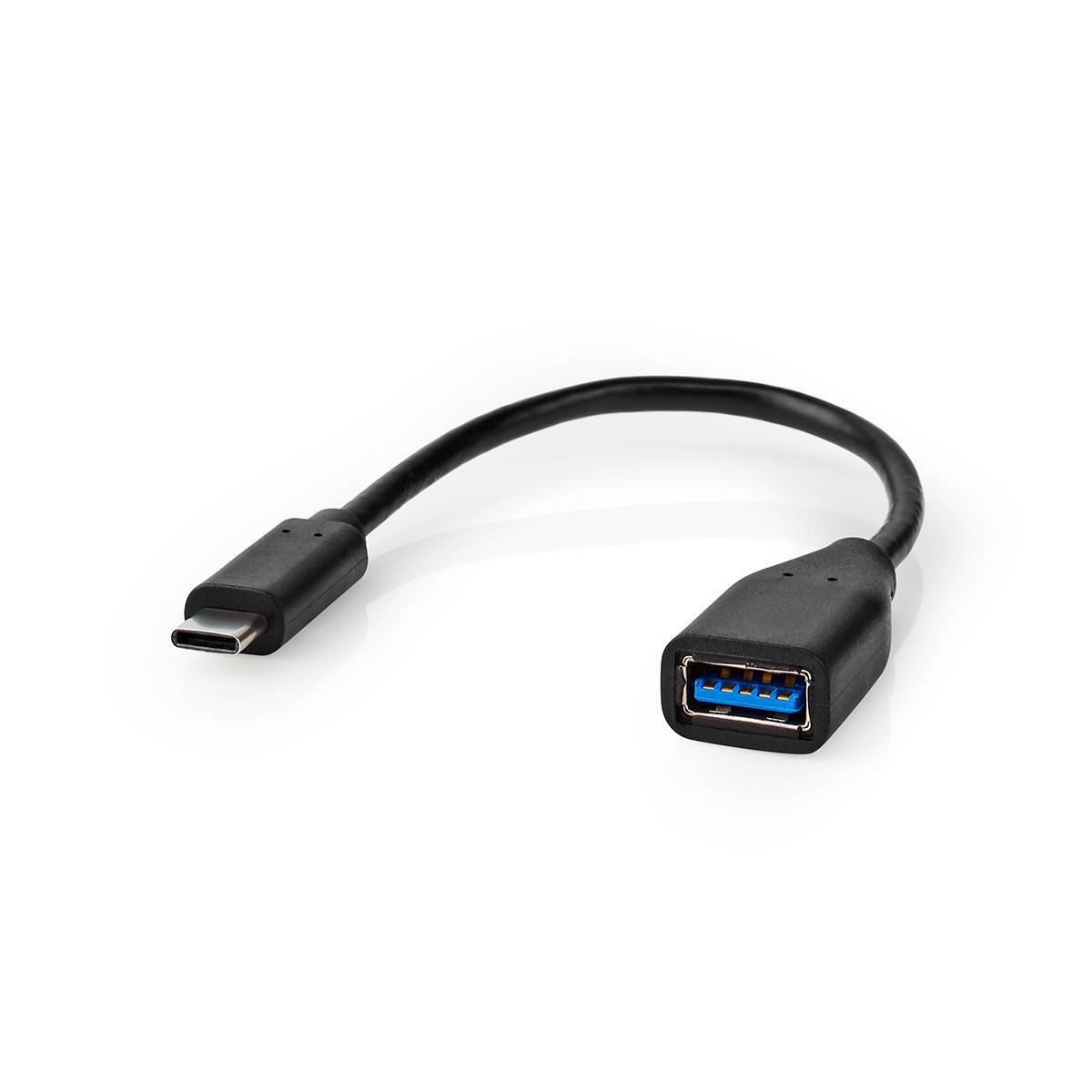 Nedis CCGT61710BK02 | USB-C™ Adapter | USB 3.2 Gen 1 | USB-C™ Male | USB-A Female | 5 Gbps | OTG | 0.20 m | Round | Nickel Plated | PVC | Black | Tag