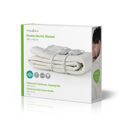 Nedis Electric Blanket | Underblanket | 2 Persons | 160 x 140 cm | 3 Heat Settings | Washable | Overheating protection | Polyester