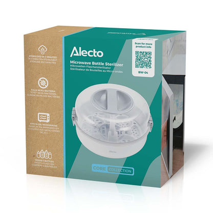 Alecto Microwave Steam Steriliser for Baby Bottles, Soothers, Breast Pumps and Feeding Accessories | White / Transparent
