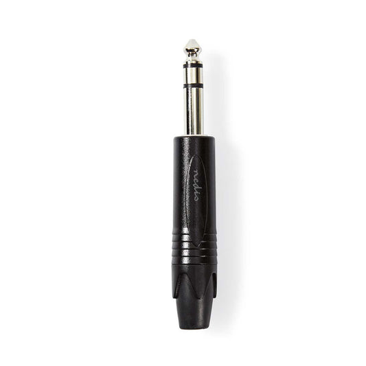 Nedis 6.35 mm Connector | Straight | Male | Nickel Plated | Solder | Cable input diameter: 6.0 mm | Aluminium | Black | Polybag | 1 pcs