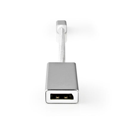 Nedis Mini DisplayPort Cable | DisplayPort 1.2 | Mini DisplayPort Male | DisplayPort Female | 21.6 Gbps | Gold Plated | 0.20 m | Round | Braided | Silver | Cover Window Box