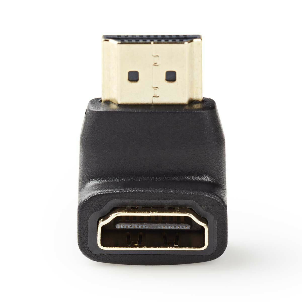 Nedis HDMI™ Adapter | HDMI™ Connector | HDMI™ Output | Gold Plated | Angled 90° | ABS | Black | 1 pcs | Box
