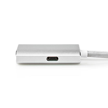 Nedis USB-C™ Adapter | USB 3.2 Gen 1 | USB-C™ Male | HDMI™ Output | 4K@60Hz | Power delivery | 2.00 m | Round | Gold Plated | Braided / Nylon | Silver | Cover Window Box