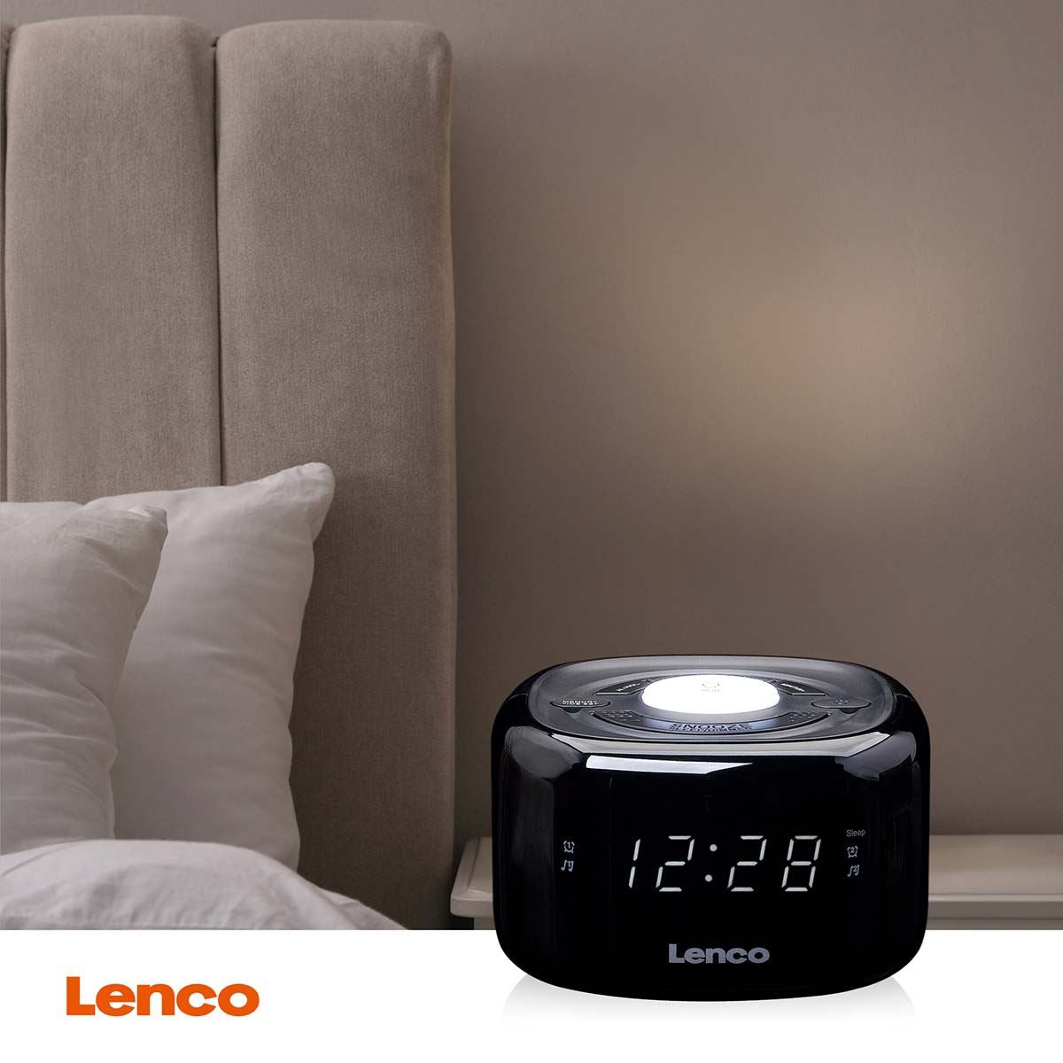 Lenco CR-12BK | FM Clock Radio | Night Light | Black
