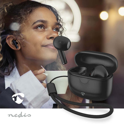 Nedis Fully Wireless Earphones | Bluetooth® | Battery play time: 16 hrs | Touch Control | Charging case | Wireless charging case | Built-in microphone | Voice control support | Black