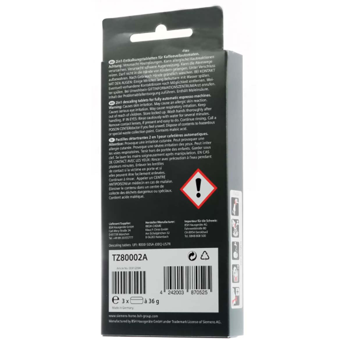 Siemens Descaling tablets for fully automatic coffee machines 3 x 36 g