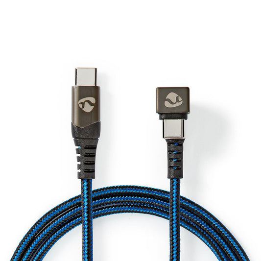 Nedis USB Cable | USB 2.0 | USB-C™ Male | USB-C™ Male | 480 Mbps | Gold Plated | 2.00 m | Round | Braided / Nylon | Black / Blue | Cover Window Box
