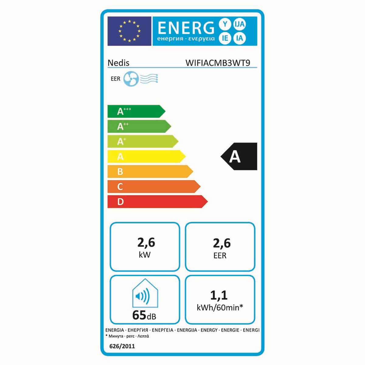 Nedis SmartLife 3-in-1 Air Conditioner | Wi-Fi | 9000 BTU | 80 m³ | Dehumidification | Android™ / IOS | Energy class: A | 3-Speed | 65 dB | White