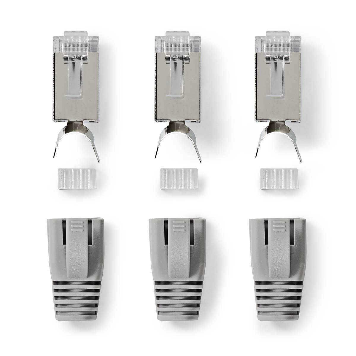 Nedis RJ45 Connector | RJ45 Pass Through | Solid/Stranded FTP CAT7 | Straight | Gold Plated | 10 pcs | PVC | Black / Grey / White | Box