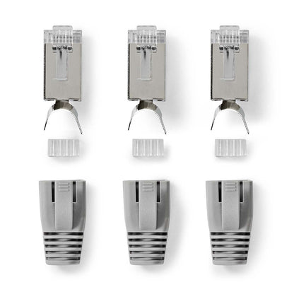 Nedis RJ45 Connector | RJ45 Pass Through | Solid/Stranded FTP CAT7 | Straight | Gold Plated | 10 pcs | PVC | Black / Grey / White | Box
