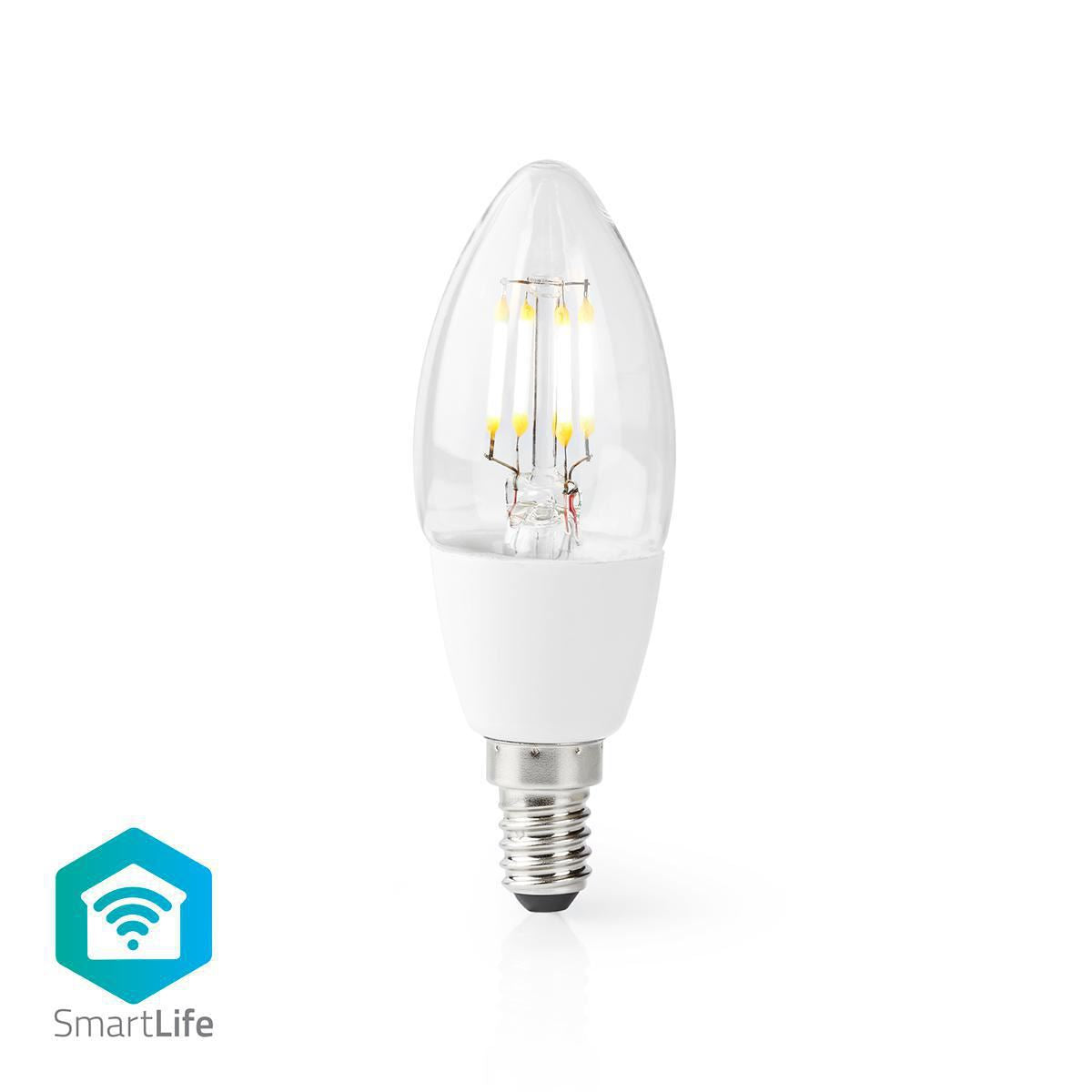 Nedis SmartLife LED Filament Bulb | Wi-Fi | E14 | 400 lm | 5 W | Warm White | 2700 K | Glass | Android™ / IOS | Candle | 1 pcs