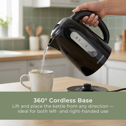 MELISSA Electric Kettle 1.7 l | Plastic | Black | Rotatable 360 degrees | Concealed heating element | Boil-dry protection