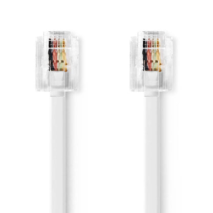Nedis Telecom Cable | RJ11 Male | RJ11 Male | 10.0 m | Cable design: Flat | Gold Plated | Cable type: RJ11 | White | Envelope