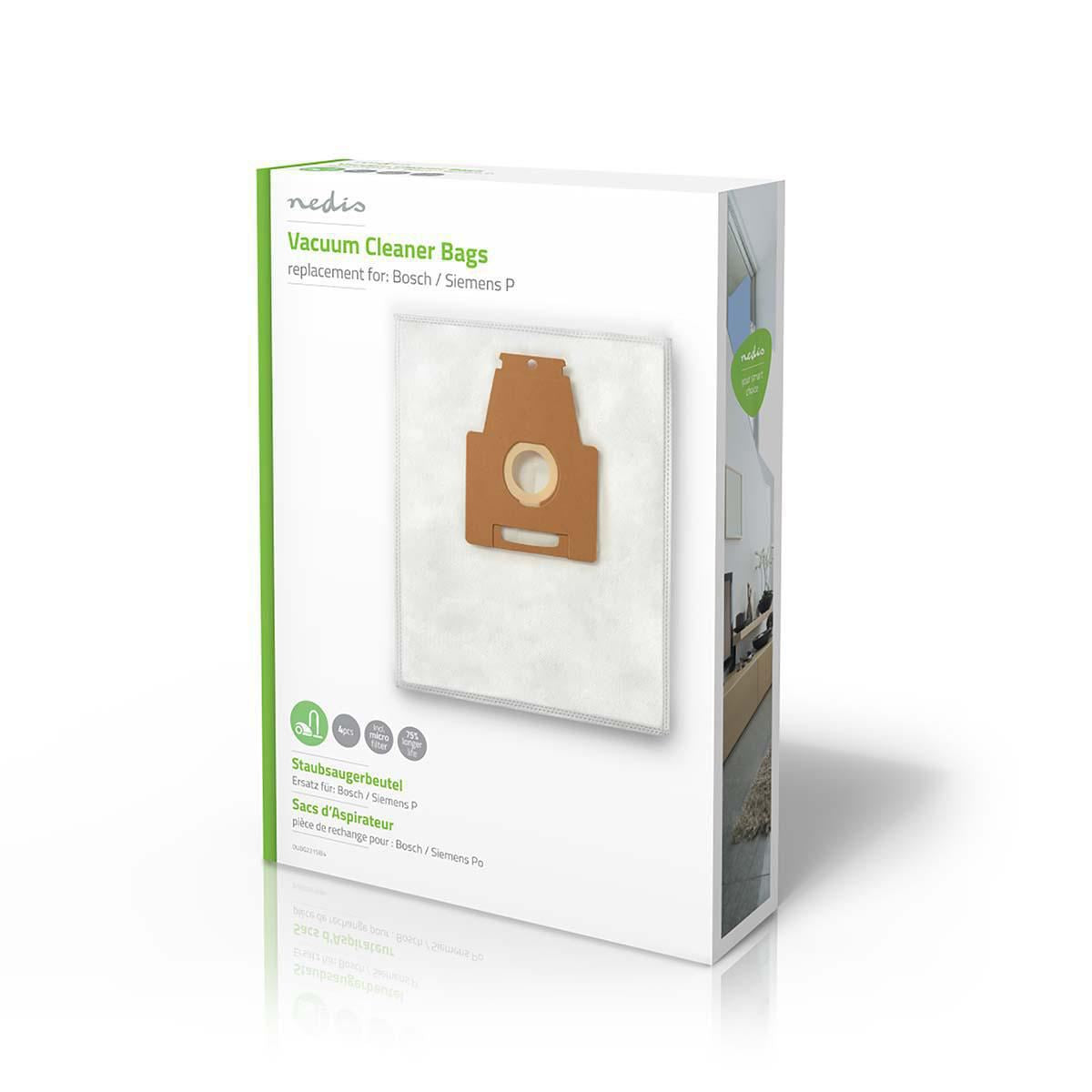 Nedis DUBG221SIB4 | Vacuum Cleaner Bag | 4 pcs | Synthetic | Most sold for: Bosch / Siemens | White