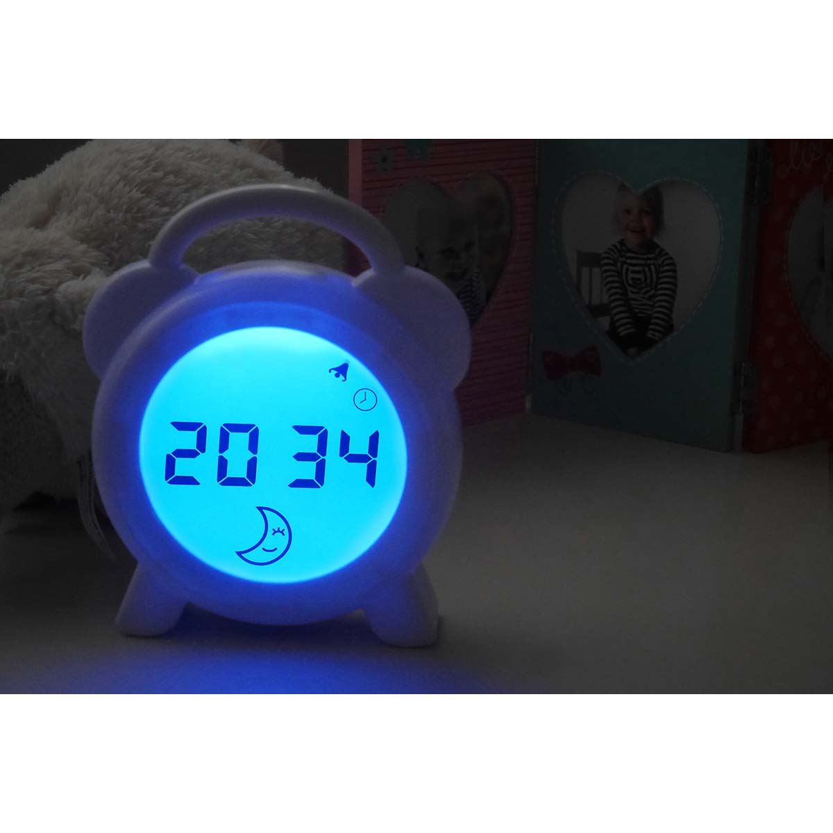 Alecto Childrens Sleep Trainer Night Light and Alarm Clock | White