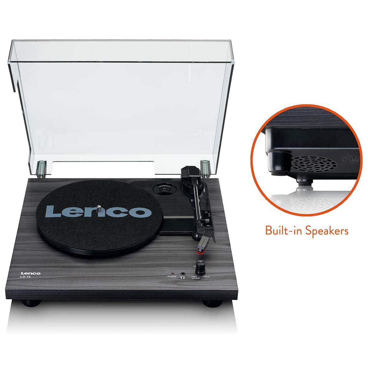 Lenco LS-10BK | Wood turntable with built-in speakers black