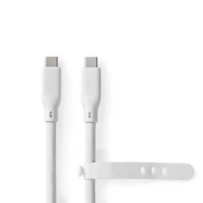Nedis USB Cable | USB 3.2 Gen 2 | USB-C™ Male | USB-C™ Male | 240 W | 8K@30Hz | 20 Gbps | Nickel Plated | 1.00 m | Round | Silicone | White | Box