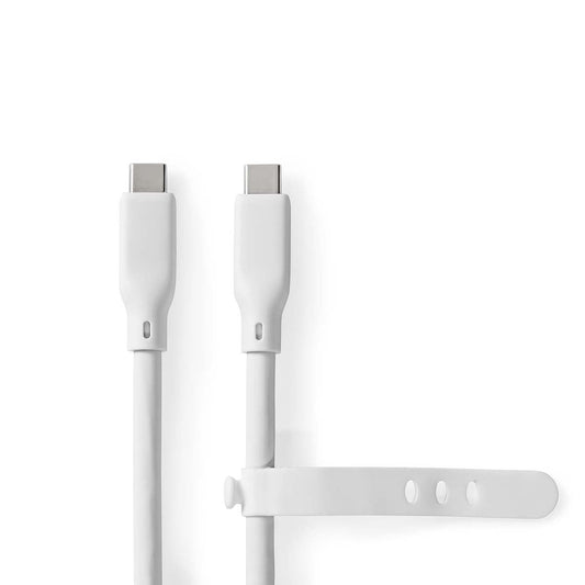 Nedis USB Cable | USB 3.2 Gen 2 | USB-C™ Male | USB-C™ Male | 240 W | 8K@30Hz | 20 Gbps | Nickel Plated | 1.00 m | Round | Silicone | White | Box