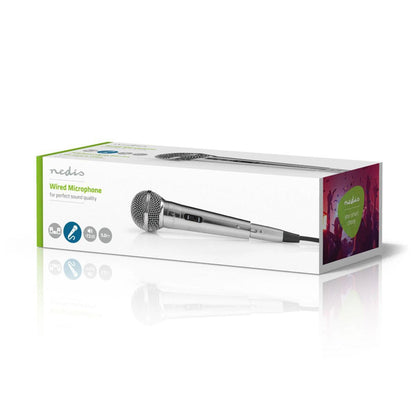 Nedis Wired Microphone | Cardioid | Detachable Cable | 5.00 m | 80 Hz - 13 kHz | 600 Ohm | -72 dB | On/Off switch | Metal | Silver