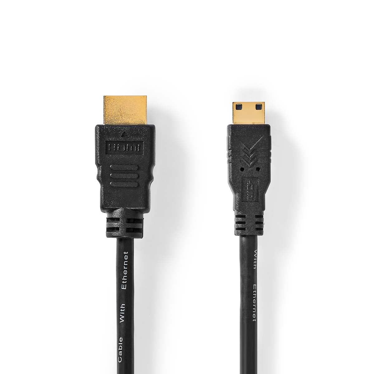 Nedis High Speed HDMI™ Cable with Ethernet | HDMI™ Connector | HDMI™ Mini Connector | 4K@30Hz | 10.2 Gbps | 3.00 m | Round | PVC | Black | Label | 85.256.214